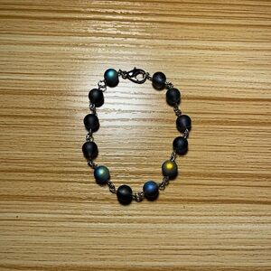 Elegant Black and Blue Beaded Bracelet